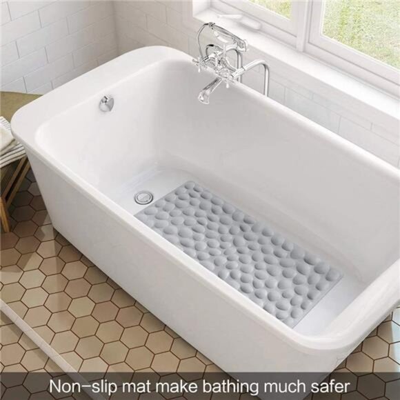 Non-Slip Bathtub Mat OTHWAY Soft Rubber Bathroom Bathmat with Strong Suction - Picture 9 of 14